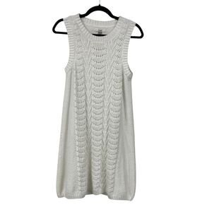 Y2K Fossil Ivory Knit Sleeveless Mini Sweater Dress Womens Medium